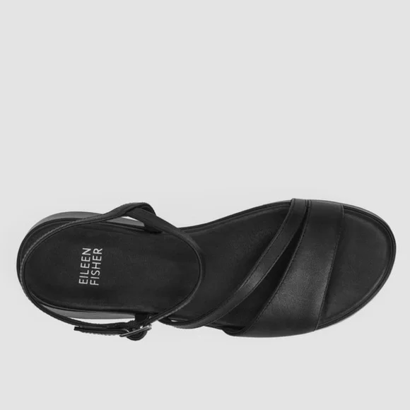 Eileen Fisher Dae Leather Wedge Sandal 8 Used - Picture 2 of 9